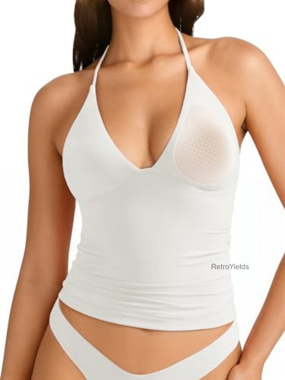 Women's Double Lined Halter Tank Top Sleeveless V-Neck Basic Shirt Going Out
